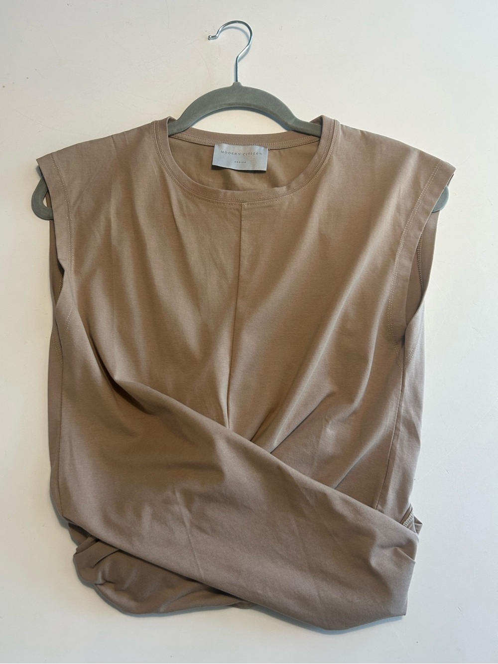 Modern Citizen Taupe Twist-Front Sleeveless Top